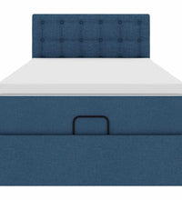 Ottoman-Bett mit Matratze & LEDs Blau 90x190 cm Stoff