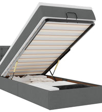 Ottomane Bett mit Matratze & LEDs Dunkelgrau 90x200 cm Stoff