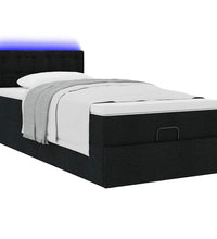 Ottoman-Bett mit Matratze & LEDs Schwarz 90x200 cm Stoff