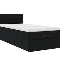 Ottoman-Bett mit Matratze & LEDs Schwarz 90x200 cm Stoff