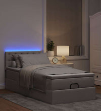 Ottomane Bett mit Matratze & LEDs Taupe 90x200 cm Stoff