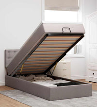 Ottomane Bett mit Matratze & LEDs Taupe 90x200 cm Stoff