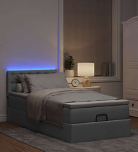 Ottoman-Bett mit Matratze & LEDs Hellgrau 100x200 cm Stoff