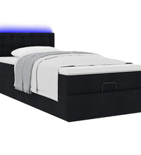 Ottoman-Bett mit Matratze & LEDs Schwarz 100x200 cm Stoff