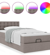Ottoman-Bett mit Matratze & LEDs Taupe 100x200 cm Stoff
