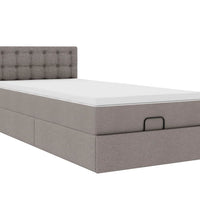 Ottoman-Bett mit Matratze & LEDs Taupe 100x200 cm Stoff