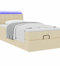 Ottoman-Bett mit Matratze & LEDs Creme 100x200 cm Stoff