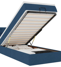 Ottomane Bett mit Matratze & LEDs Blau 100x200 cm Stoff
