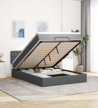 Ottomane Bett mit Matratze & LEDs Dunkelgrau 140x200 cm Stoff