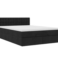 Ottomane Bett mit Matratze & LEDs Schwarz 140x200 cm Stoff