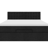 Ottomane Bett mit Matratze & LEDs Schwarz 140x200 cm Stoff