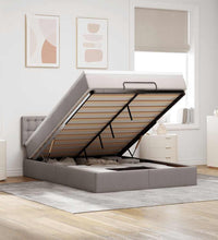 Ottomane Bett mit Matratze & LEDs Taupe 140x200 cm Stoff