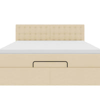 Ottomane Bett mit Matratze & LEDs Creme 140x200 cm Stoff