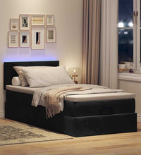 Ottomane Bett mit Matratze & LEDs Schwarz 80x200 cm Samt
