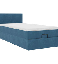 Ottomane Bett mit Matratze & LEDs Dunkelblau 80x200 cm Samt
