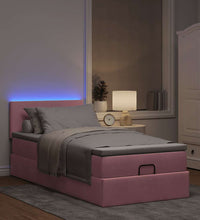 Ottomane Bett mit Matratze & LEDs Rosa 80x200 cm Samt