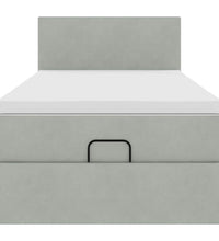 Ottoman-Bett mit Matratze & LEDs Hellgrau 90x190 cm Samt