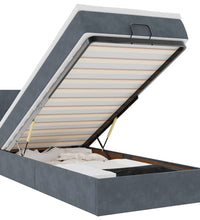 Ottoman-Bett mit Matratze & LEDs Dunkelgrau 90x190 cm Samt