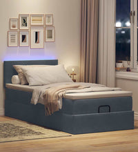 Ottoman-Bett mit Matratze & LEDs Dunkelgrau 90x190 cm Samt