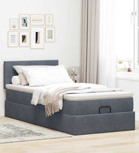 Ottoman-Bett mit Matratze & LEDs Dunkelgrau 90x190 cm Samt