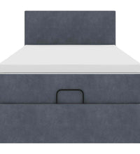 Ottoman-Bett mit Matratze & LEDs Dunkelgrau 90x190 cm Samt
