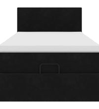 Ottoman-Bett mit Matratze & LEDs Schwarz 90x190 cm Samt