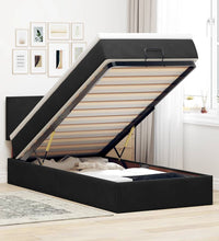 Ottoman-Bett mit Matratze & LEDs Schwarz 90x190 cm Samt