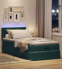 Ottoman-Bett mit Matratze & LEDs Dunkelgrün 90x190 cm Samt