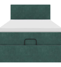 Ottoman-Bett mit Matratze & LEDs Dunkelgrün 90x190 cm Samt