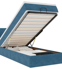 Ottoman-Bett mit Matratze & LEDs Dunkelblau 90x190 cm Samt