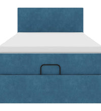 Ottoman-Bett mit Matratze & LEDs Dunkelblau 90x190 cm Samt