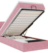 Ottoman-Bett mit Matratze & LEDs Rosa 90x190 cm Samt