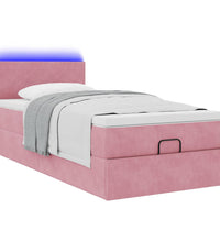 Ottoman-Bett mit Matratze & LEDs Rosa 90x190 cm Samt