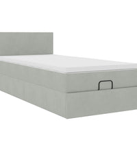 Ottoman-Bett mit Matratze & LEDs Hellgrau 90x200 cm Samt