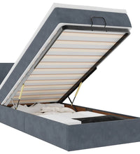 Ottoman-Bett mit Matratze & LEDs Dunkelgrau 90x200 cm Samt