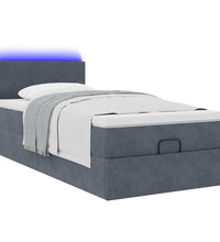 Ottoman-Bett mit Matratze & LEDs Dunkelgrau 90x200 cm Samt