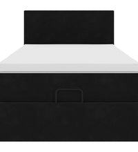 Ottoman-Bett mit Matratze & LEDs Schwarz 90x200 cm Samt