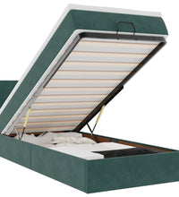 Ottomane Bett mit Matratze & LEDs Dunkelgrün 90x200 cm Samt