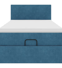 Ottoman-Bett mit Matratze & LEDs Dunkelblau 90x200 cm Samt