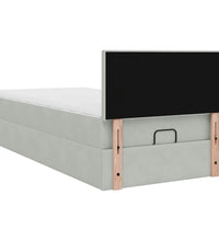 Ottoman-Bett mit Matratze & LEDs Hellgrau 100x200 cm Samt