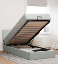 Ottoman-Bett mit Matratze & LEDs Hellgrau 100x200 cm Samt