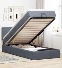 Ottoman-Bett mit Matratze & LEDs Dunkelgrau 100x200 cm Samt