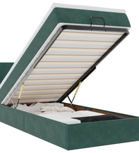 Ottoman-Bett mit Matratze & LEDs Dunkelgrün 100x200 cm Samt