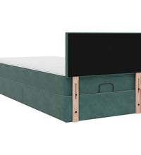 Ottoman-Bett mit Matratze & LEDs Dunkelgrün 100x200 cm Samt