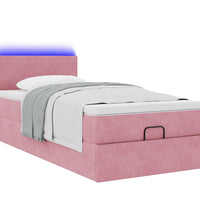 Ottoman-Bett mit Matratze & LEDs Rosa 100x200 cm Samt