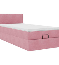 Ottoman-Bett mit Matratze & LEDs Rosa 100x200 cm Samt