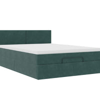 Ottoman-Bett mit Matratze & LEDs Dunkelgrün 140x200 cm Samt