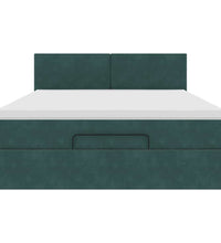 Ottoman-Bett mit Matratze & LEDs Dunkelgrün 140x200 cm Samt