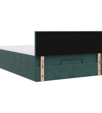 Ottoman-Bett mit Matratze & LEDs Dunkelgrün 140x200 cm Samt