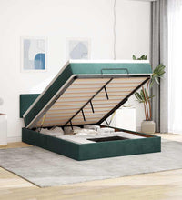 Ottoman-Bett mit Matratze & LEDs Dunkelgrün 140x200 cm Samt